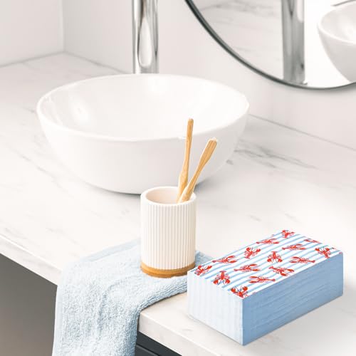 50 Pcs Crawfish Striped Paper Napkins - Watercolor Summer Decor