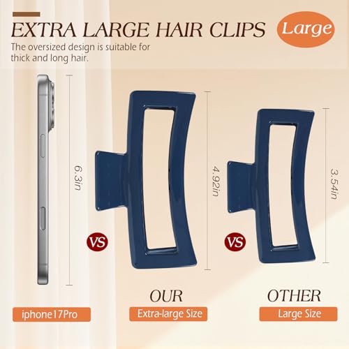 Glaudmeiss Blue & Pink 5 Inch Extra Large Claw Clips for Thick Hair