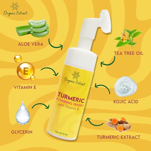 Turmeric Kojic Acid Foaming Face Wash - Gentle Brightening Facial Cleanser
