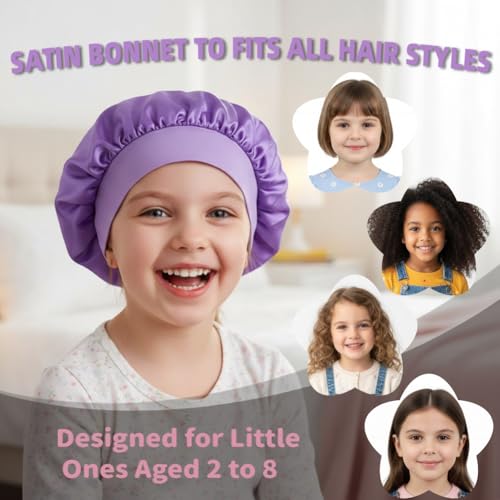 TALE KING Kids Satin Bonnet for Girls & Boys – Silk Sleep Cap with Pink + Purple Variations