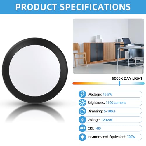 ECOELER 6 Inch Dimmable LED Ceiling Light - 1100Lm 5000K Daylight