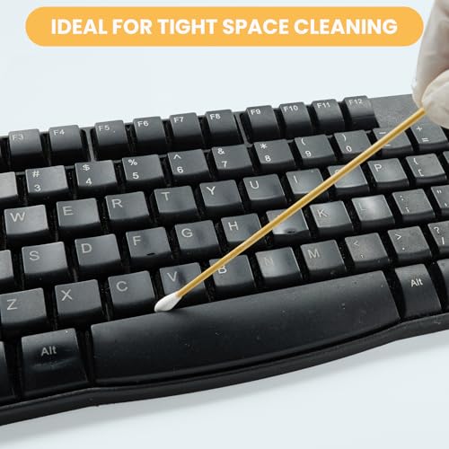 500PCS 6" Cotton Swabs in Storage Box - Long Cotton Swab with Wooden Sticks - Lint Free, Highly Absorbent Single Tipped Applicators for Makeup, Pet Care, Home Cleaning