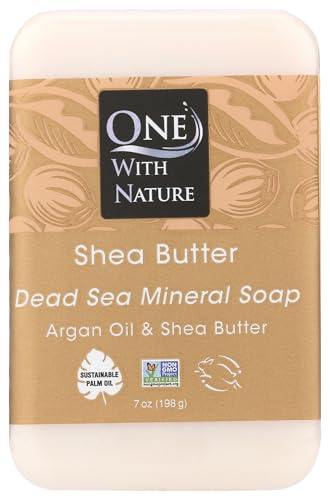 One With Nature Shea Butter Bar Soap 7 OZ - Pack of 1, Natural Dead Sea Minerals