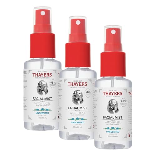 Thayers Unscented Witch Hazel Facial Mist Toner 3oz Pack of 3 - Alcohol-Free, Hydrating, All Skin Types