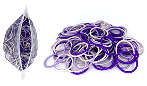 Aimeely Purple Multi-Color 100 Pack Non-Slip Hair Elastic Ties, 3CM Comfortable Daily Hair Bands for Girls & Women