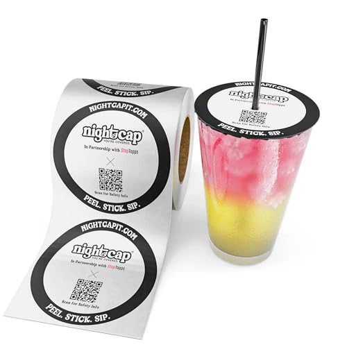 NightCap StopTopps Disposable Drink Cover Stickers - 25 Pack