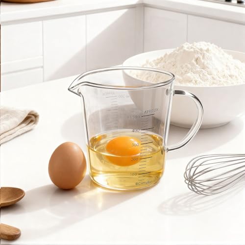 BCnmviku 500ML Glass Measuring Cups - V-Shaped Spout, Insulated Handle