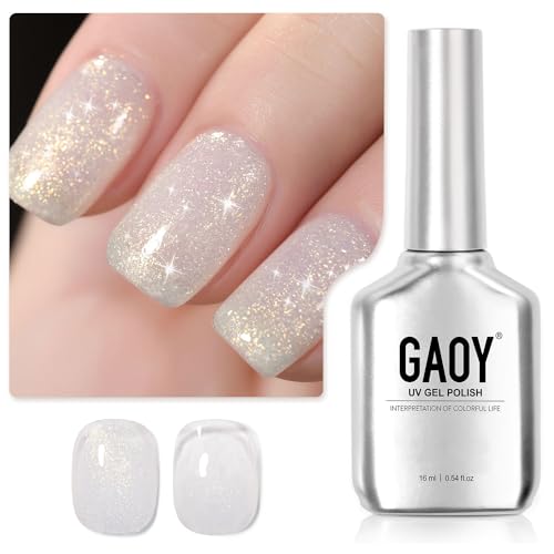 GAOY Shimmer Gel Nail Polish - 16ml Milky White Glitter Gel