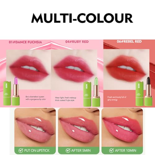 Baorder Temperature-Color Lipstick 3Pcs Aloe Vera Moisturizing Lip Balm Set