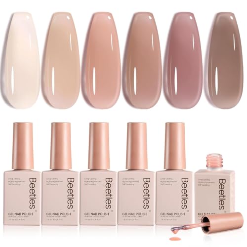 Beetles Nude Gel Nail Polish Set - 6 Sheer Colors for Manicure