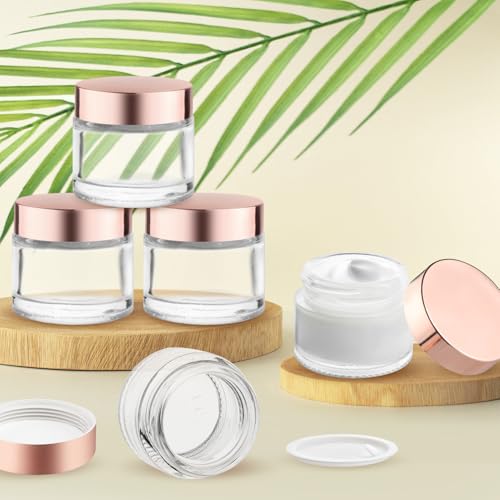 Cositina 12-Piece 60g Glass Cosmetic Jars with Rose Gold Lids - Refillable