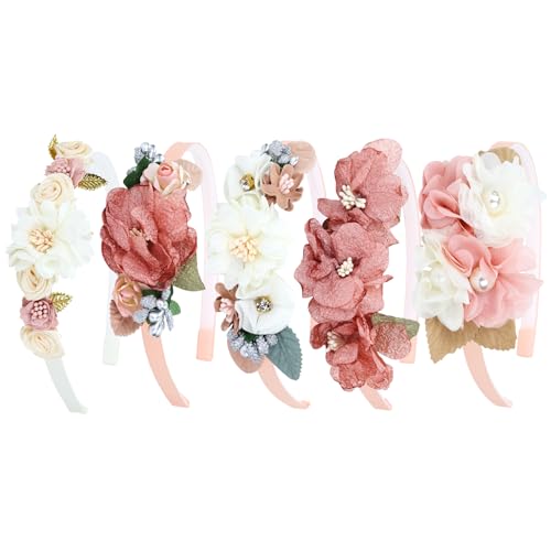 Dizila Floral Headbands for Girls - 5 Pack Flower Hair Bands