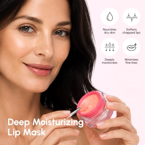 MAREE Strawberry Lip Mask Overnight 2 Pack - Hydrating Lip Butter with Hyaluronic Acid & Collagen