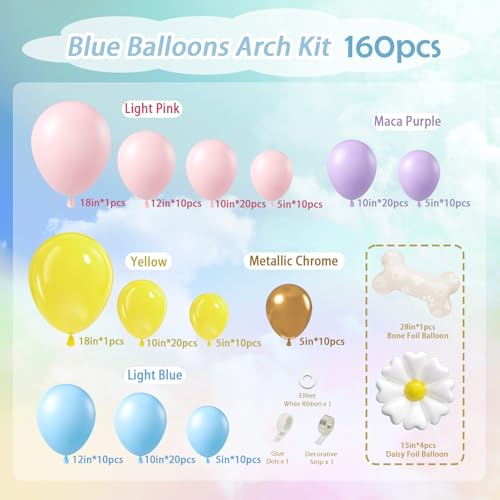 161pcs Pastel Dog Paw Balloon Arch Kit for Baby Showers & Parties