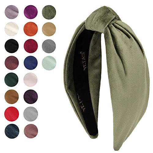 YETASI Sage Green Velvet Knotted Headband for Women - Trendy Hair Accessory