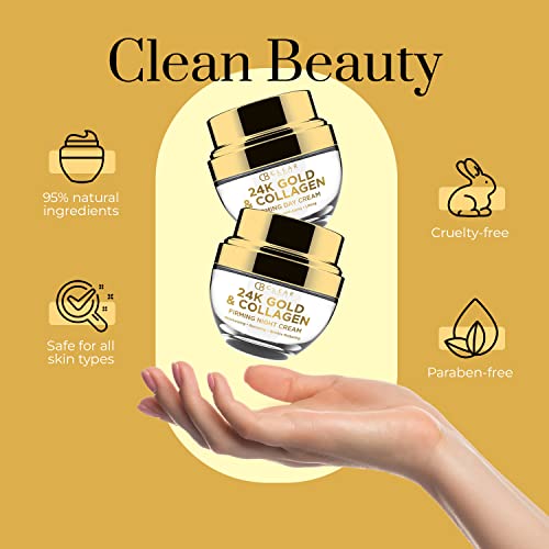 Clear Beauty 24K Gold & Collagen Face Moisturizer - Anti-Aging Duo Pack