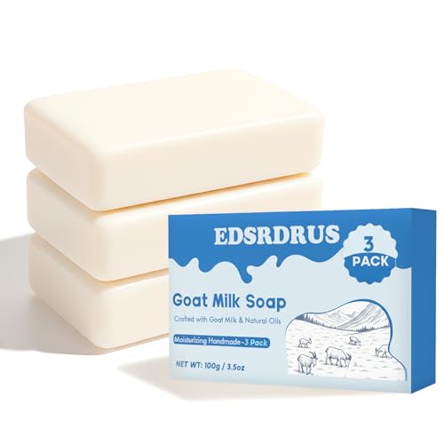 EDSRDRUS Goat Milk Soap Bars 3.5 oz Pack of 3 - Gentle, Hydrating Skincare