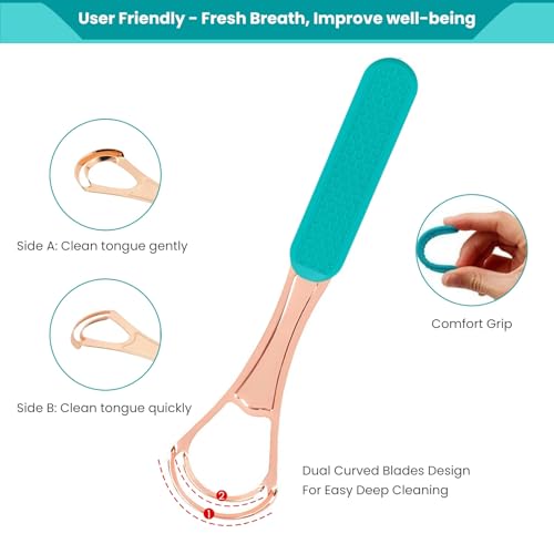 2-Piece Copper & Stainless Steel Tongue Scraper Set for Fresh Breath