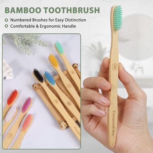 Biodegradable Bamboo Toothbrushes - 8 Pack Extra Soft for Sensitive Teeth