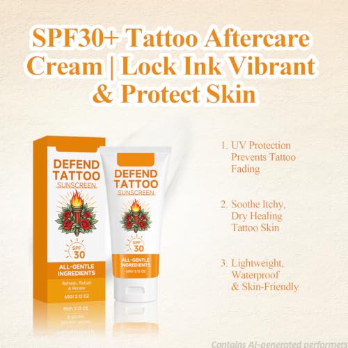Clenome Tattoo Aftercare Sunscreen SPF 30+ Lotion for New & Old Ink