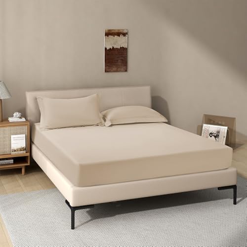 Taupe Fitted Sheet Twin Size - Deep Pocket 18" for Mattresses 18-24"