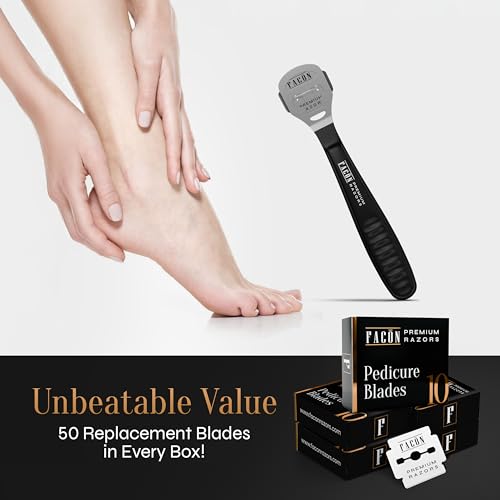 FACON Professional Callus Shaver with 50 Blades for Feet & Hands
