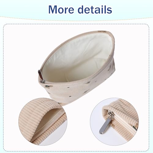2 Pack Travel Makeup Bags - Canvas Cosmetic Organizer with Zipper for Women
