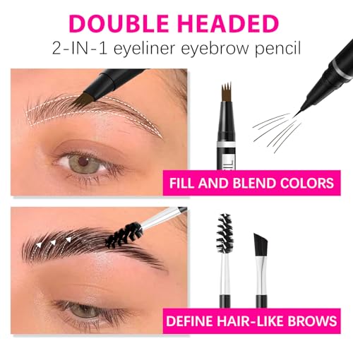 MAVENI 2-in-1 Waterproof Microblading Eyebrow Pencil Light Brown - Precise & Long-Lasting