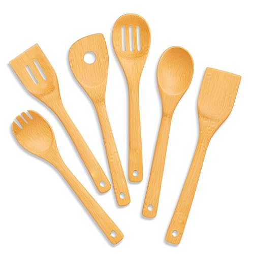 Freshware 6-Piece Bamboo Wooden Utensils Set for Cooking