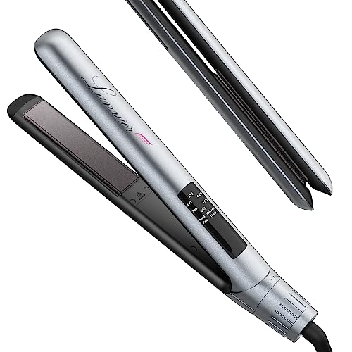 LANVIER Grey 2-in-1 Hair Straightener & Curler, Nano Silver Titanium Flat Iron