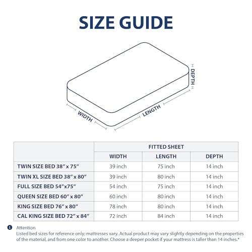 Cathay Home Twin Fitted Sheet - 14" Deep Pocket, Navy Microfiber
