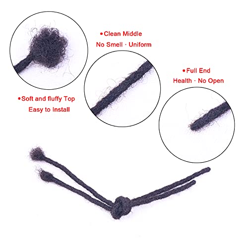 ADIASAI 0.4cm Natural Black Human Hair Dreadlock Extensions - 8 Inch, 10 Locs