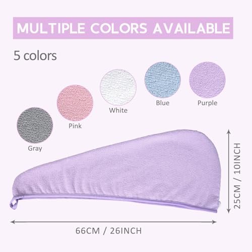 Microfiber Hair Towel 2 Pack - Absorbent Turban for Quick Drying