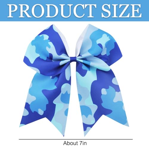 Umibow Blue Camouflage Hair Bow Ties 12 Pack 7 Inch Patriotic Ponytail Holders
