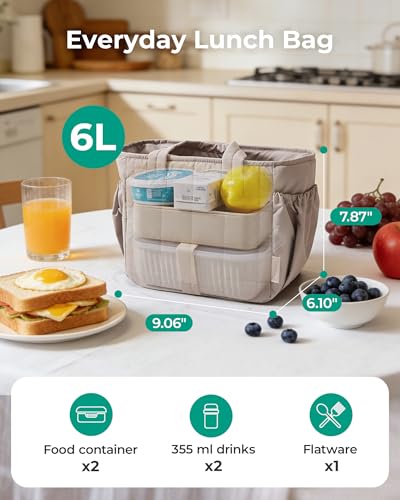 BAGSMART Insulated Lunch Bag - Lightweight, Leakproof, Quilted Design