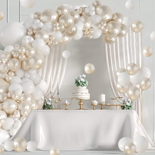 Double Stuffed Pearl White Balloon Arch Kit for Weddings & Showers