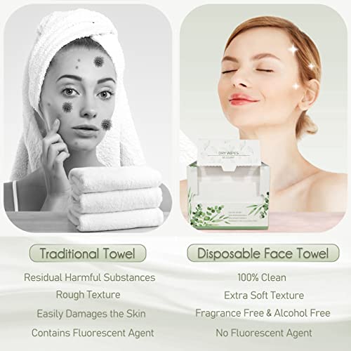 WOWOTEX Biodegradable Disposable Face Towels - Extra Thick Soft Dry Wipes