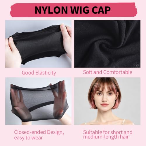 Fandamei 12PCS Nylon Wig Cap Kit – Black Stretchy Hair Net