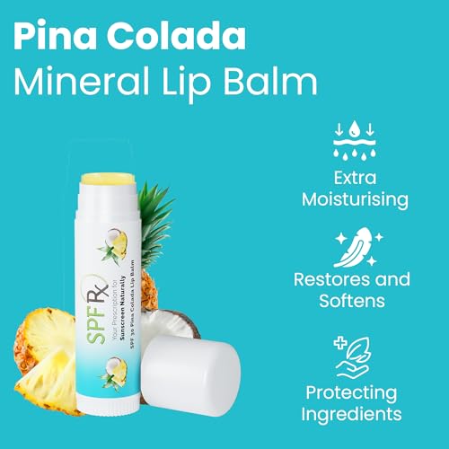 SPF 30 Pina Colada Lip Balm Set - Broad Spectrum UVA/UVB Protection, Hydrating & Cruelty-Free, 4 Pack