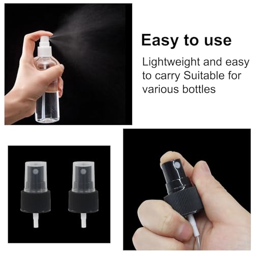 6-Pack Black Spray Bottle Tops, 24mm Plastic Mist Nozzles