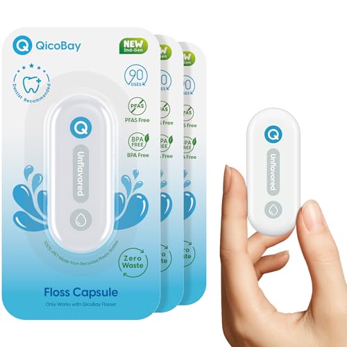 QicoBay Unflavored Floss Capsules Refill 3-Pack – Auto-Restringing, PFAS-Free, 90 Uses