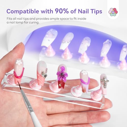 Magnetic Nail Stand for Press-On Nails - Heart-Shaped Acrylic Nail Holder with Double-Sided Tape for DIY Nail Art