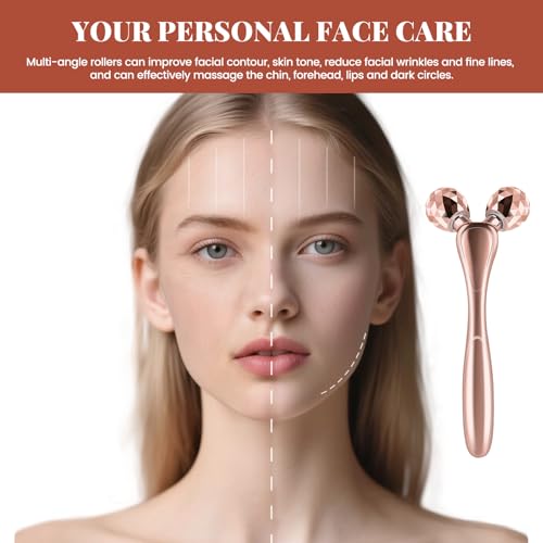 3D Face Roller Massager - Dual-Roller Glossy Rose Gold
