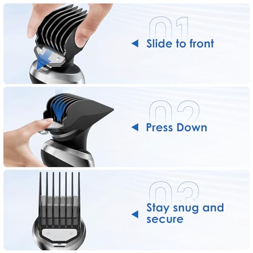Zerika Hair Clipper Guard Set for Wahl, 6 Long Lengths with Metal Clip