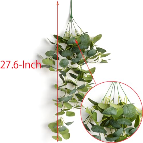 Set of 2 Artificial Eucalyptus Hanging Plants - UV Resistant Greenery