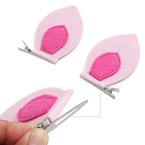 Pink Pig Ears Hair Clips for Women - Animal Costume Hair Accessories