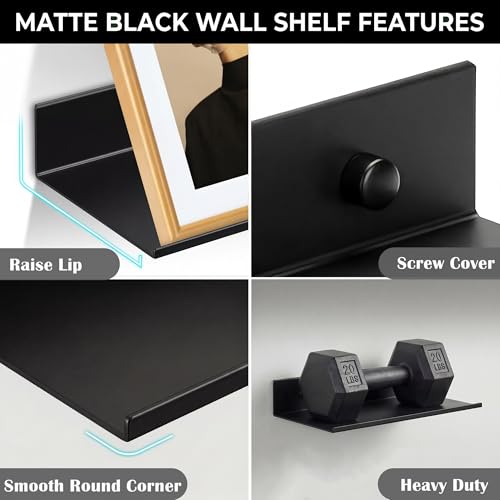 Z metnal 10-Inch Matt Black Floating Shelf - Durable Aluminum Wall Mount