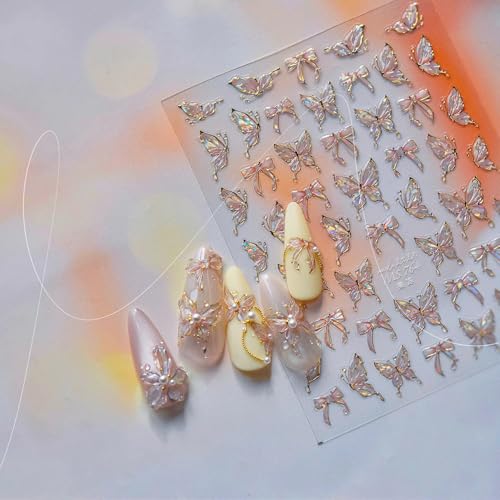 5D Butterfly Nail Stickers - Aurora Light Shell Decals for Nail Art