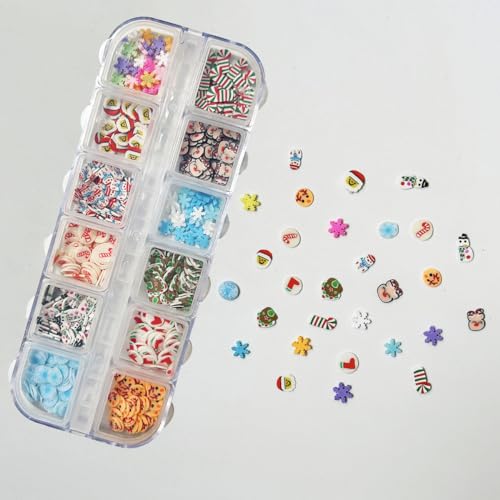 LOPURO Christmas Nail Art Slices 3D Polymer Clay Mini Decorations for DIY Nails