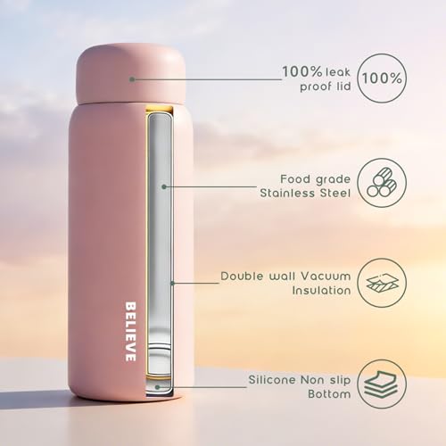 LATIVEN 7oz Mini Insulated Water Bottle - Leak-Proof Pocket Flask for Hot & Cold Drinks